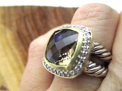 Anillo David Yurman 11mm Cuarzo Ahumado Vástago Dividido 14kt/.925 Foto 1 de 4