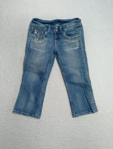 Miss Me Girls Capri Jeans Size 12 (26x27) Medium Wash Distressed - Picture 1 of 9
