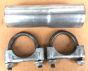 2" 2.00" ID/OD x 6" 14g EXHAUST PIPE CONNECTOR ADAPTER W/ 2 .00" CLAMPS USA - Picture 1 of 1