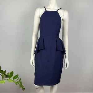 Knight Angel Size 12 Peplum Midi Dress Blue High Neck Lined Sleeveless Women NEW - Bild 1 von 14