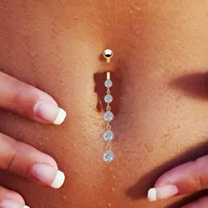 UK Belly Button Bars Body Piercing Ring Drop Dangly Reverse Silver Navel Bar - Picture 1 of 11