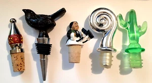 Weinflaschenverschluss Konvolut 5 Vogel Kaktus Mann Schmuck Wirbel - Bild 1 von 20