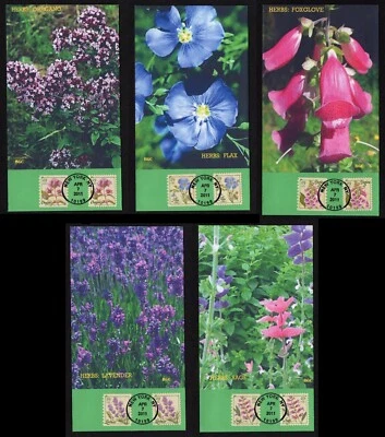 USA, SCOTT # 4505-4509 & 4513-4517, SET 5 BGC FDC COVERS YEAR 2011 HERBS & PLANT - Image 1 of 4
