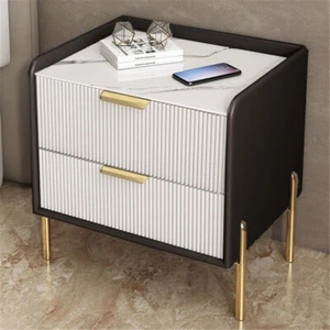 3 Tier Bedside Tables End Tables w/ 2 Drawers Bedroom Furniture Storage Cabinet - Picture 1 of 16