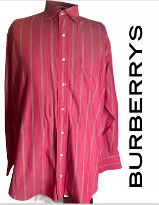 Camisa De Colección Burberrys Of London Vibrante Abotonada• Rayas Talla Grande 100% Algodón Foto 1 de 4
