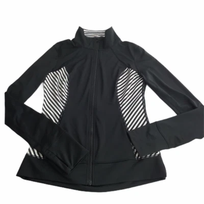 Chaqueta Nordstrom Zella Cremallera Completa Rayas Negras/Blancas.  Talla mujer pequeña.  Foto 1 de 4