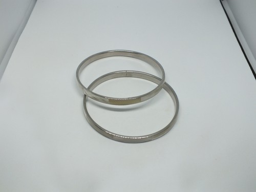 OFF WHITE Bellissimo Bracciale Tono Argento Set 2 Inserti Marmorizzati Bianco Off 1 4 x2 5 8