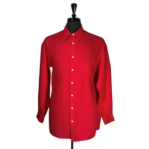 COOGI Australia Men's Button Up Shirt Red Linen Logo Vintage 90s Long Sleeve M - Picture 1 of 9