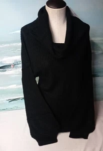 NWT Womens Boxy Cowlneck Sweater Oversized Sweatshirt Black Size Medium Blouse - Picture 1 of 16