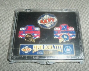 NFL New York Giants Baltimore Ravens Super Bowl XXXV Pin Set Limited Edition New - Picture 1 of 1