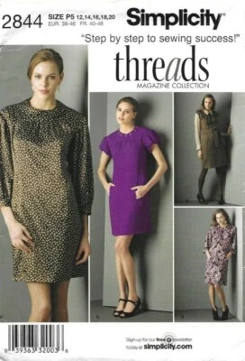 Simplicity Sewing Pattern 2844 by Threads, Dresses, Gathered Yoke Size 12-20 NEW - Image 1 of 4
