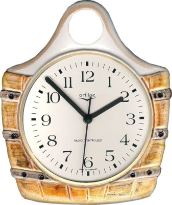 233205F Artline  Küchenuhr originale Salzfaß Form handgemalt braun-schw. Funkuhr - Bild 1 von 3