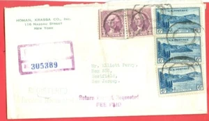USA Washington 3c Coil X 2 + 6c X 3 CRATER LAKE on Registered cover 1935 WAX - Picture 1 of 2