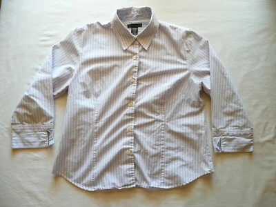 Blusa Camisa Para Mujer Ninety Azul y Blanco Rayas Botones X-Grande, Usada en Excelente Condición Foto 1 de 4