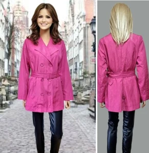 ABRIGO PER UNA TALLA 12-14 ROSA CHAQUETA LIGERA GABARDINA BOLSILLOS CON CINTURÓN FORRADO #11 - Imagen 1 de 11