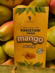 Organic Dried Sweet Mango Cubes 75g Vegan, High Fibre Box of 1 - Picture 1 of 6