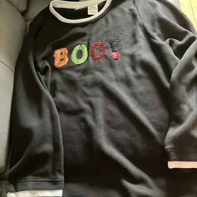 Women’s White Stag 18/20W Black, Halloween Sequin, Beaded Boo Sweatshirt  - Image 1 of 4