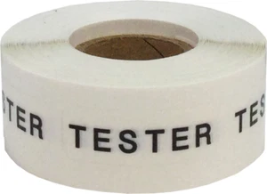 Clear with Black Tester Stickers, 1/2 x 1.5 Inches in Size, 500 Labels on a Roll - Picture 1 of 2