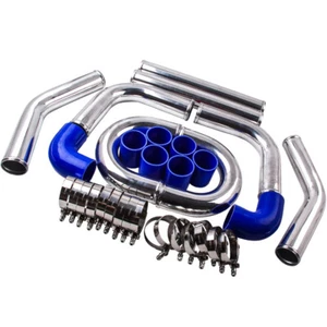 2.5 inch 64mm Universal Aluminum Turbo Intercooler Pipe Kit +Silicone Hose+Clamp - Foto 1 di 14