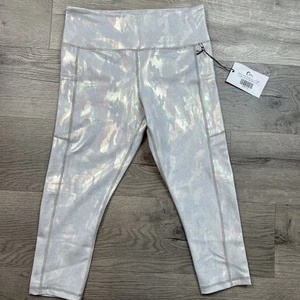 Neu mit Etikett Zyia Light N enge Capritasche silberfarben Tarnmuster metallic hoher Bund Größe 8-10 - Bild 1 von 12
