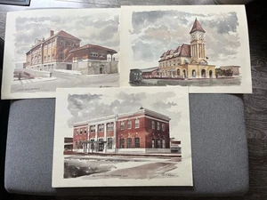 Paul Norton Watercolor Paintings, Three Cities Railroad Terminal Buildings - Bild 1 von 6