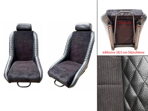 2 Universal 70er Classic Rennsitze Sportsitze mit Konsolen  Cord  Rauten Design - Picture 1 of 11