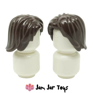 LEGO Minifigure Hair 2x Dark Brown Mid-Length Tousled Centre Part NEW H13 - Picture 1 of 4