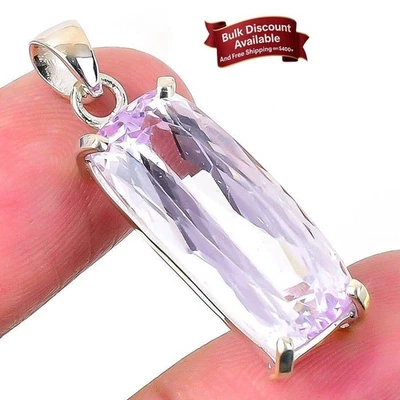 Nuevo colgante de compromiso de hermana de plata 925 con piedra de kuncita rosa hecho a mano Foto 1 de 4