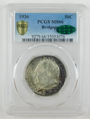 1936 Bridgeport 50c Half Dollar Commemorative PCGS & CAC MS66 - STUNNING! - Image 1 of 2