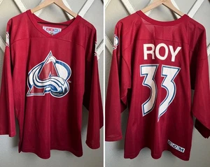 Camiseta deportiva vintage CCM Colorado Avalanche para hombre grande Patrick Roy #33 máscara tejida al aire - Imagen 1 de 10
