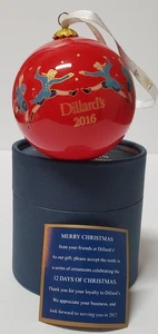 Dillards Christmas Ornament 10 Lords-a-Leaping 12 Days of Christmas Red/Gld 2016 - Picture 1 of 10