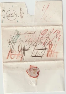 1828 PAID AT EDINBURGH PMK TO BASEL SWITZERLAND REDIRECTED SEVERAL RATE MARKINGS - Picture 1 of 2
