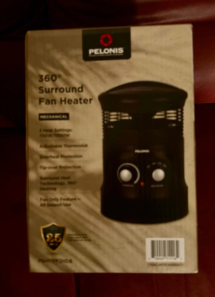 Pelonis PSH17PF2HDB 1500-Watt 360° Surround Fan Heater -