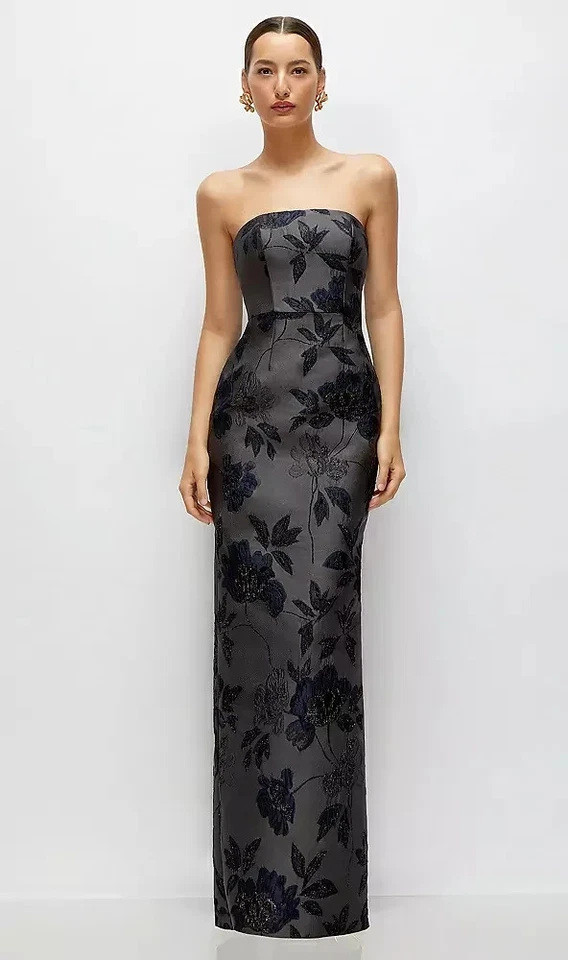 Alfred Sung Metallic Floral Jacquard Strapless Sheath Gown Size 18 $275 D877NGM - Image 1 of 3