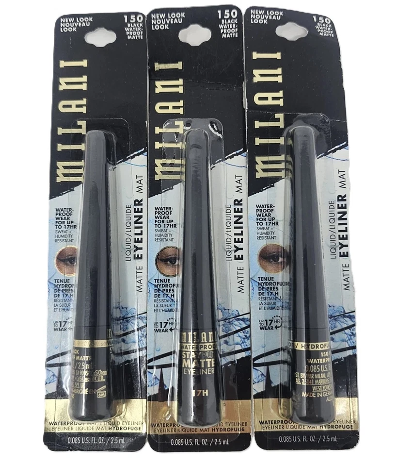 3-COUNT MILANI STAY PUT WATERPROOF MATTE LIQUID EYELINER 150 BLACK - Image 1 of 1