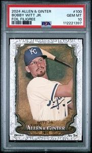 💥2024 Topps Allen Ginter SP Foil Filigree #100 Bobby Witt Jr. Royals PSA 10!!💥 - Picture 1 of 3