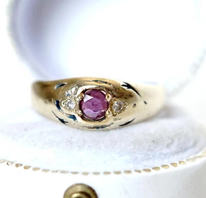 Antiker Ring mit Rubin und Diamanten aus 585/000 Gelbgold B4129 - Bild 1 von 7