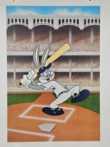 Bugs Bunny Embossed Yankees 1998 World Series 19" x 25" Embossed Lithograph - Picture 1 of 11
