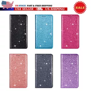 For Samsung Galaxy S25 S24 S23 S22 S21 Bling Flip Stand Wallet Leather Card Case - Picture 1 of 57
