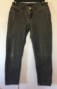 White House Black Market Jeans size 27x 24 Skinny Crop Mid Rise Faded Black/Gray - Picture 1 of 6