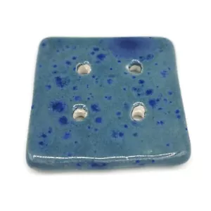 1Pc Large Sewing Button, Handmade Ceramic Speckled Blue Buttons For Coat, Blouse - Picture 1 of 10