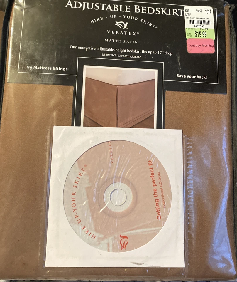 Nueva Falda de Cama Ajustable Veratex Hike-Up-Your Talla Queen Marrón TB1 Foto 1 de 4