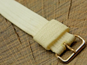 Soft White Nylon w Gold Tone Buckle 1-Piece Vintage NOS Unused Watch Band 16.5mm - Picture 1 of 4