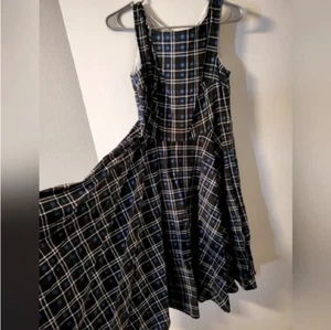 W Goth 1950s Retro Blue Plaid Circle Swing Vintage Academic Picnic Dress XL - Picture 1 of 4
