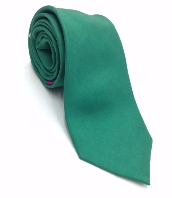 $110 Bloomingdales Men Solid Pink Green Silk Tie Skinny Classic Neck Tie 60x3.25 - Image 1 of 4