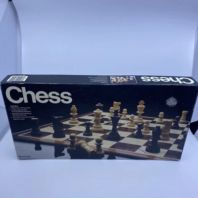 vtg Pressman Chess Board Game '83 Plastic  Very Good Condition Brown&White Pcs - Image 1 of 2