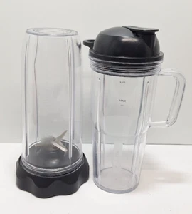 NutriBullet Pro 24 oz Cups with Lids and Extractor Blade OEM Replacement Parts - Picture 1 of 8