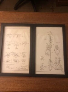 Lot 2 Framed Millsite Patent Drawing Original Documents Stringer Jig Witney - Picture 1 of 12