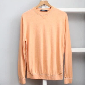 Zegna Sport Orange Cashmere Cotton Blend Knit Pullover Sweater Size Large - Picture 1 of 6