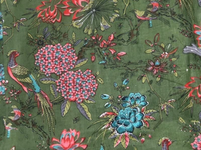 10 Yard Indian Cotton Handmade Print Fabric Sanganeri Hand Block Printed Fabric - Image 1 of 4